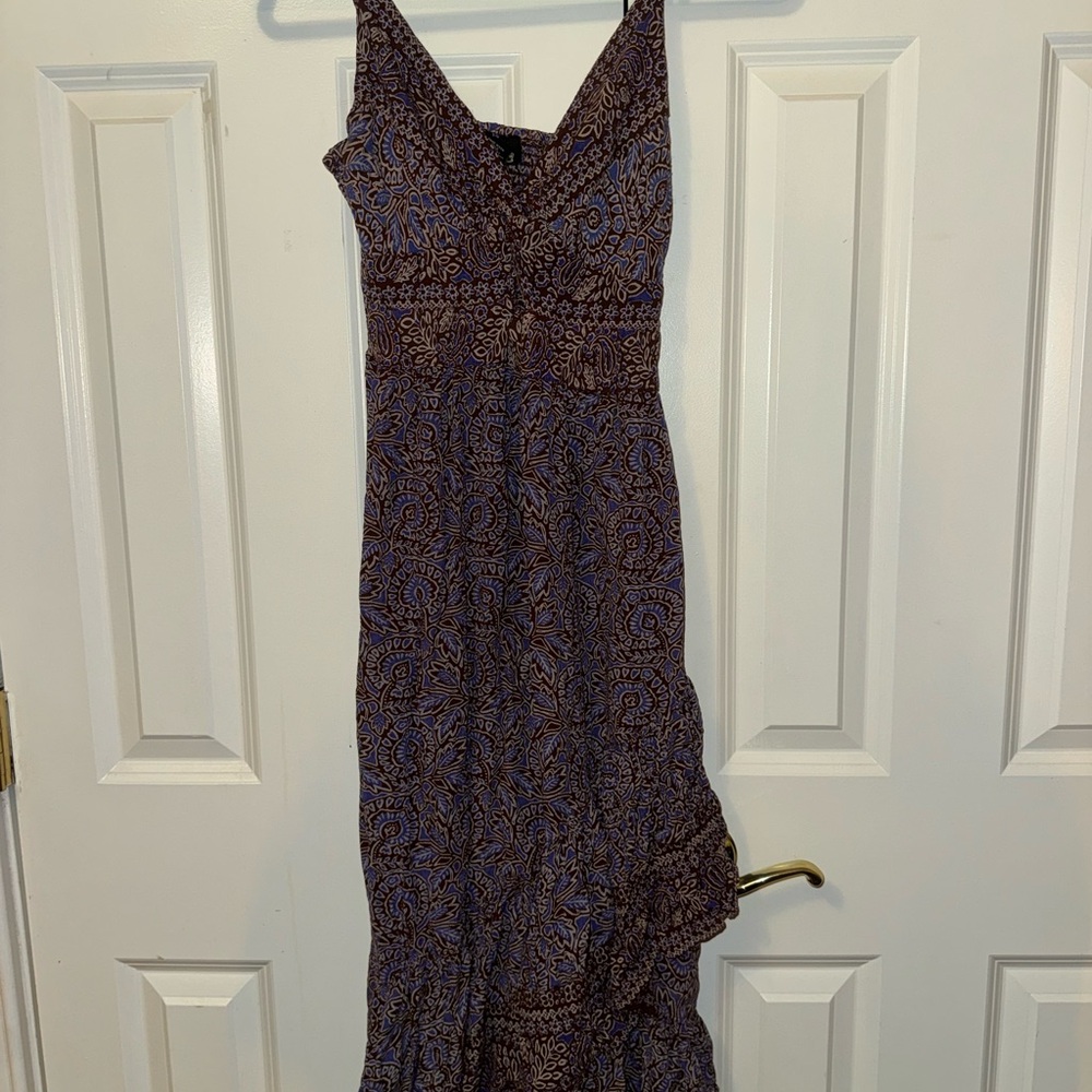 V-Neck Paisley Maxi Sundress  Dress in Purple and Brown